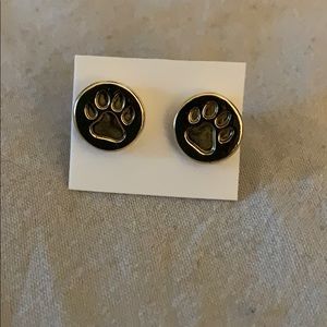NEW Antique Gold plated small paw print earrings